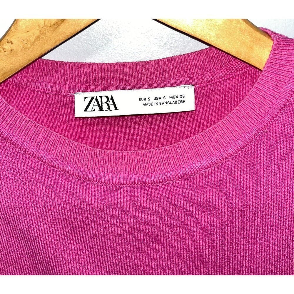 Zara Pink Sleeveless Cropped Knit Round Neck Top Size Small Summer - Picture 3 of 6